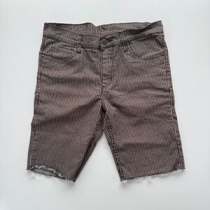 CHEAP MONDAY 10" Cut Off Shorts Mens 32 Skinny Y2K *Cropped Jeans Striped Brown